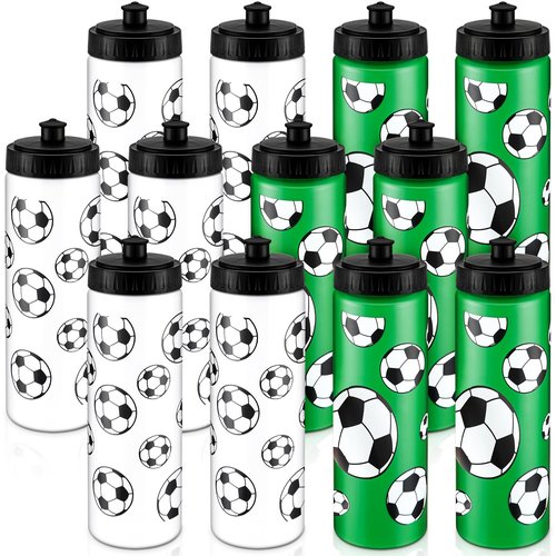 Skybooly 24 Pcs Soccer Water Bottle Bulk 20 oz Sports Ball Cup Accessories Reusable Squeeze Water Bottle for Sports Party Favor Players Lovers Team Gifts Gym Bike Cage