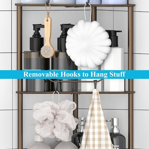 HuggieGems 4-Tier Corner Shower Caddy Organizer - Stylish Bathroom Shelf Rack in Bronze