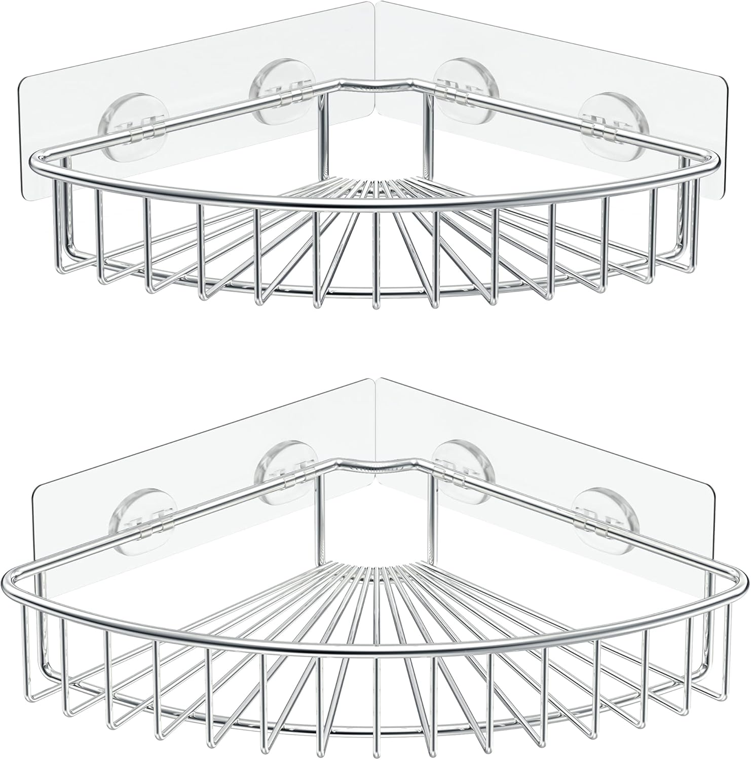 SMARTAKE Corner Shower Caddy - Wall Mounted SUS304 Stainless Steel Storage Organizer | 2-Pack (Silver)
