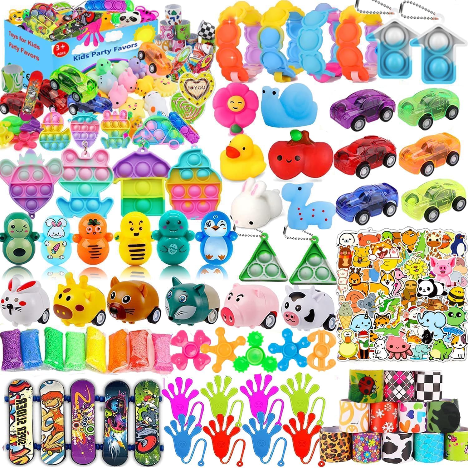 Skiennix 120 Pcs Squishy Fidget Toys - Fun Party Favors for Kids | Ideal for Goodie Bags & Prizes