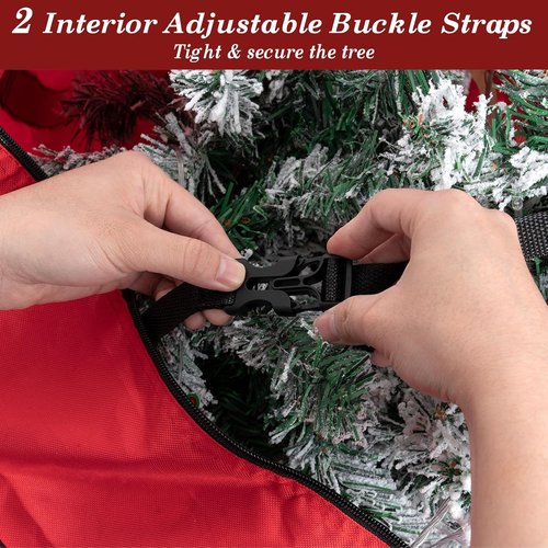 Heavy Duty Christmas Tree Bag - 7.5 FT with Dual Zippers & Reinforced Handles | Large Capacity, Red