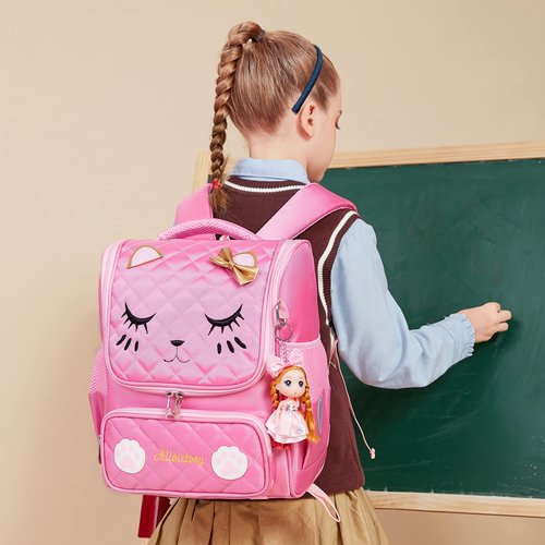 AO ALI VICTORY Girls Backpacks, Waterproof Cute Backpack for Kids Toddler Girl Preschool Bookbags Elementary School Bags (Small, A-Pink)