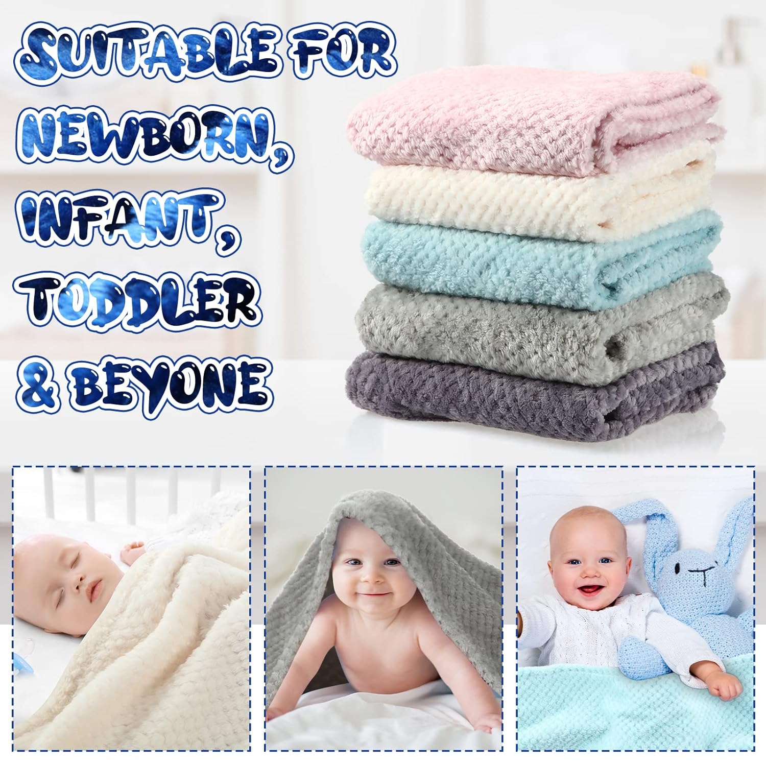 Peryiter Baby Fuzzy Blankets - Soft Toddler Throw Blankets for Crib & Stroller | 30 x 40 Inch, Vivid Colors