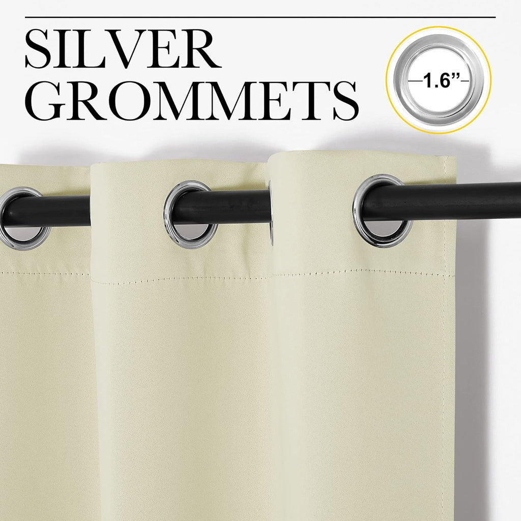 NICETOWN Room Darkening Curtain Panels - Thermal Insulated Grommet Drapes for Windows | Beige, 2 Panels, W55 x L68-Inch