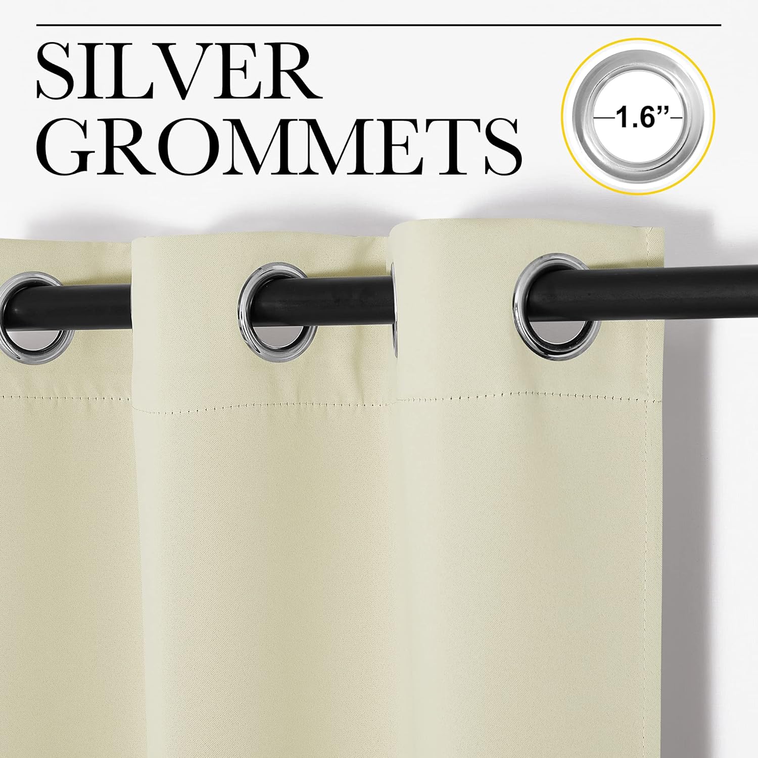 NICETOWN Room Darkening Curtain Panels - Thermal Insulated Grommet Drapes for Windows | Beige, 2 Panels, W55 x L68-Inch