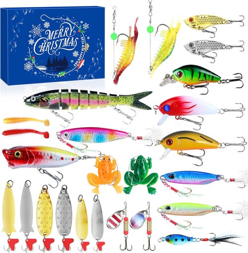 Fishing Advent Calendar 2025 - Countdown to Christmas with Lures for Teen Boys & Adult Fishermen
