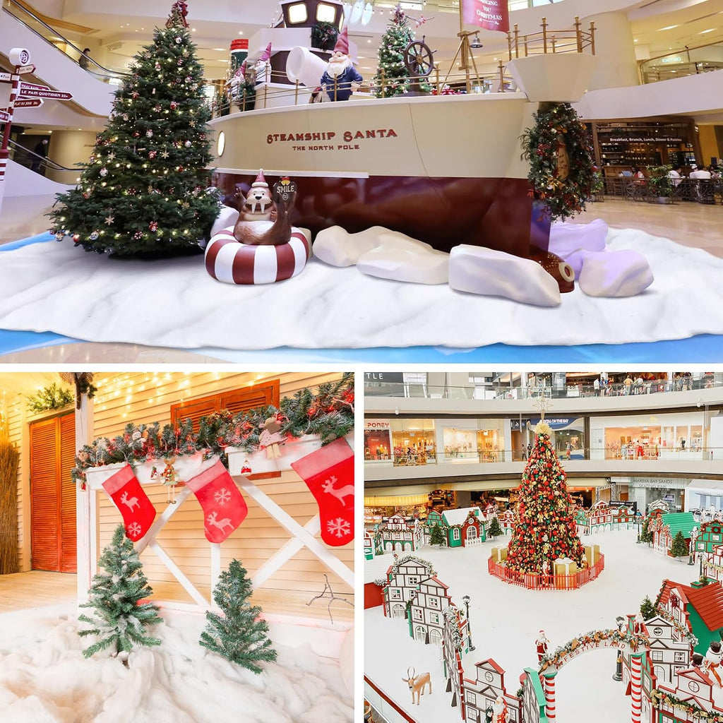 Tondiamo Christmas Snow Blanket Roll - 5ft x 10ft Artificial Winter White Mat for Holiday Decor | 2 Pack