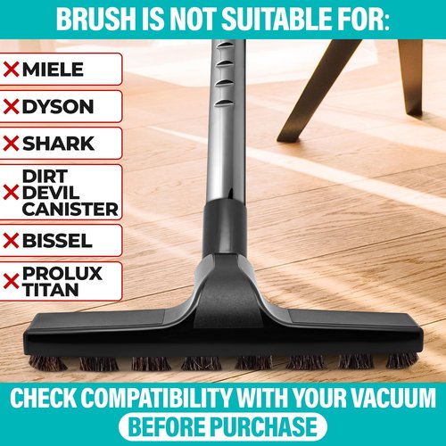 Horsehair Vacuum Brush Attachment - 1 1/4 Vacuum Floor Brush Attachment for Hardwood Floors with Soft Bristles - Gentle Cleaning | Rotates 360° | Ideal for Wood, Tile, and Smooth Surfaces