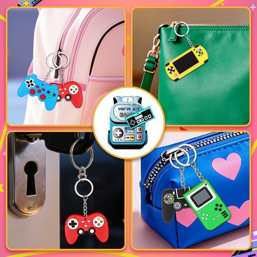 AuroTops Valentines Day Cards for Kids School,30 Pack Video Games Keychains with Valentines Cards for Kids Classroom Exchange Gift Valentine's Day Gifts Party Favors Boys Girls Classroom Prizes Bulk