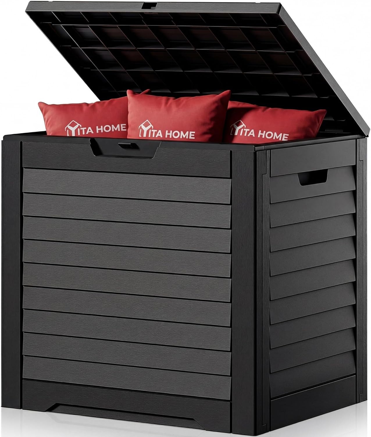 YITAHOME Outdoor Storage Box - 35 Gallon Waterproof Resin Deck Box with Lockable Lid | Black