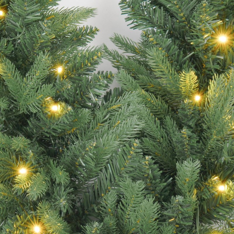 9FT Pre-Lit Artificial Christmas Garland with Dual Color LED Lights and Timer by Remote Control and Batteries Operated, Holiday Decorations, for Indoor Door Home Stairs Fireplaces Wall