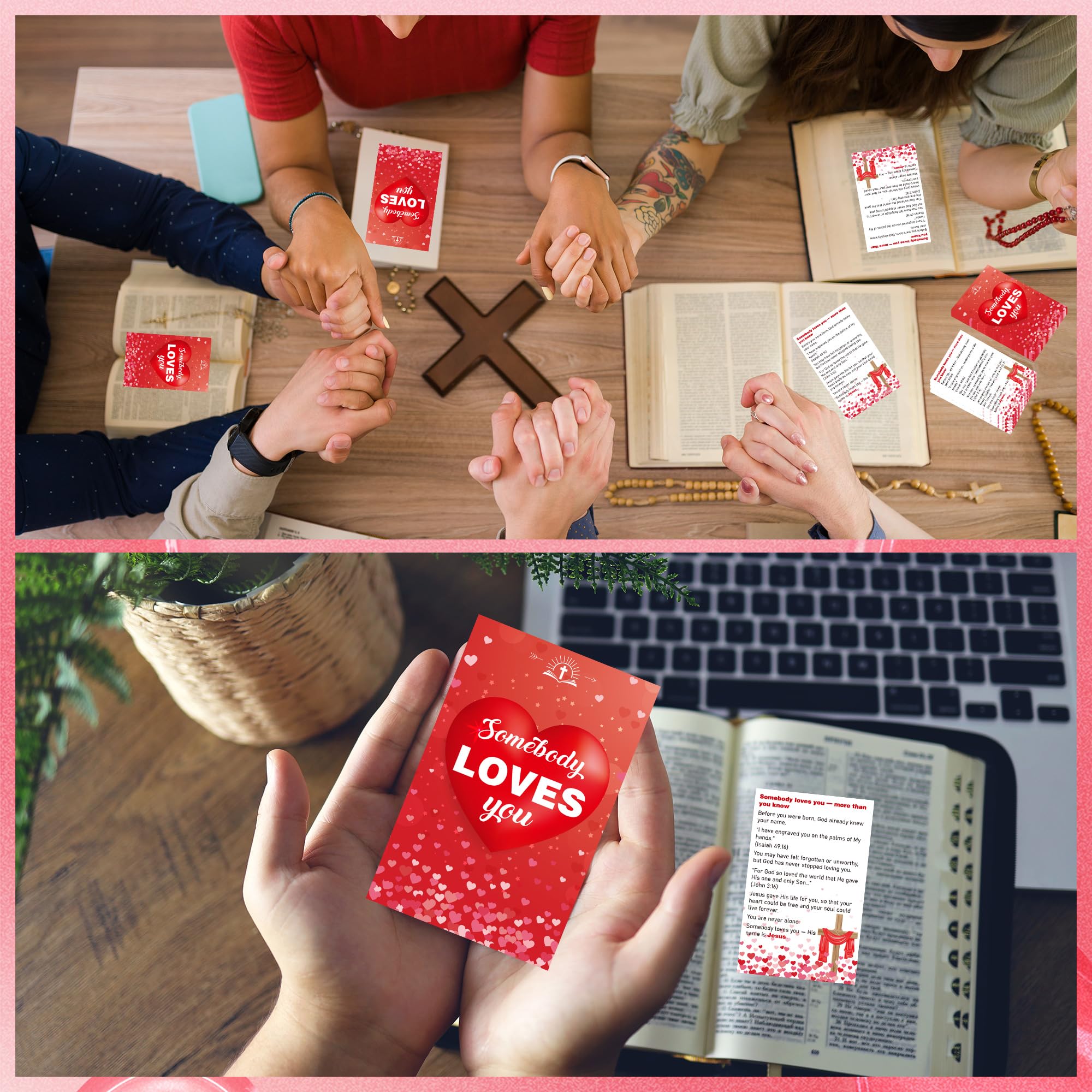 RUBOAOA 240 Pcs Gospel Tracts for Evangelism, Somebody Loves You Holy Postcard Prayer Postcards, Christian Bible Tract Cards for Outreach Salvation Ministry, Valentine Encouragement Handouts