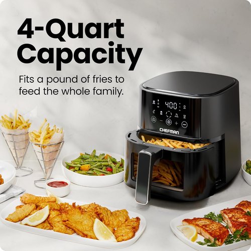 Chefman Air Fryer - 4 QT Compact Airfryer with Hi-Fry Technology & Touch Controls - Black
