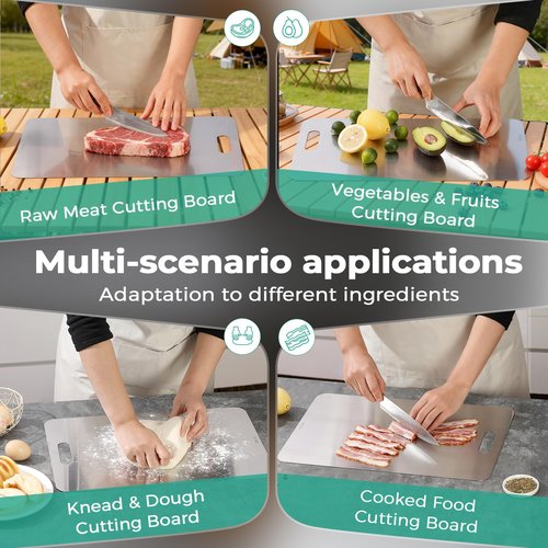 Katuchef Titanium Cutting Board - Upgraded 100% Pure Titanium Cutting Boards for Kitchen Non Toxic, Double-Grade Hygiene Durable Non Moldy Dishwasher Safe Meat Fruit Metal Board (1PC 8x11.5 Inch)