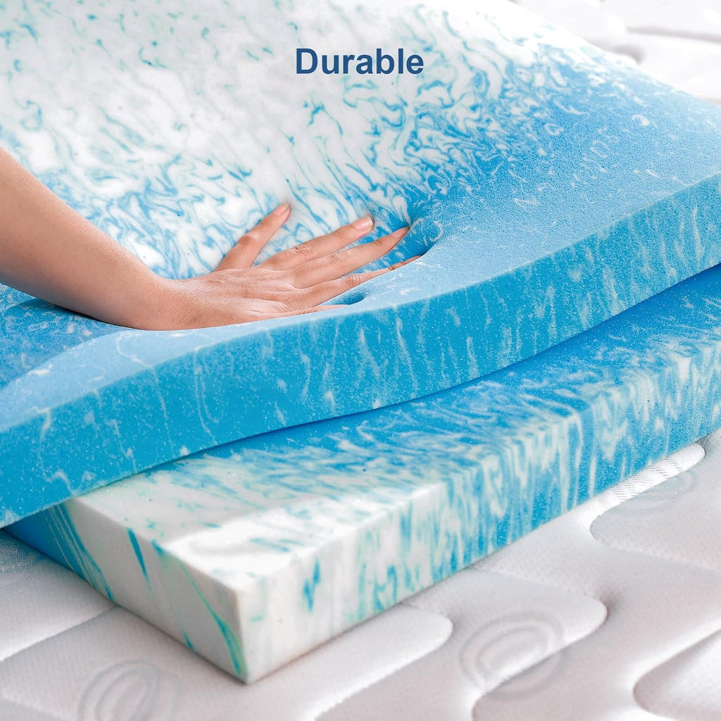 Skiennix Gel Memory Foam Mattress Topper - Twin Size Cooling Bed Topper for Back Pain Relief