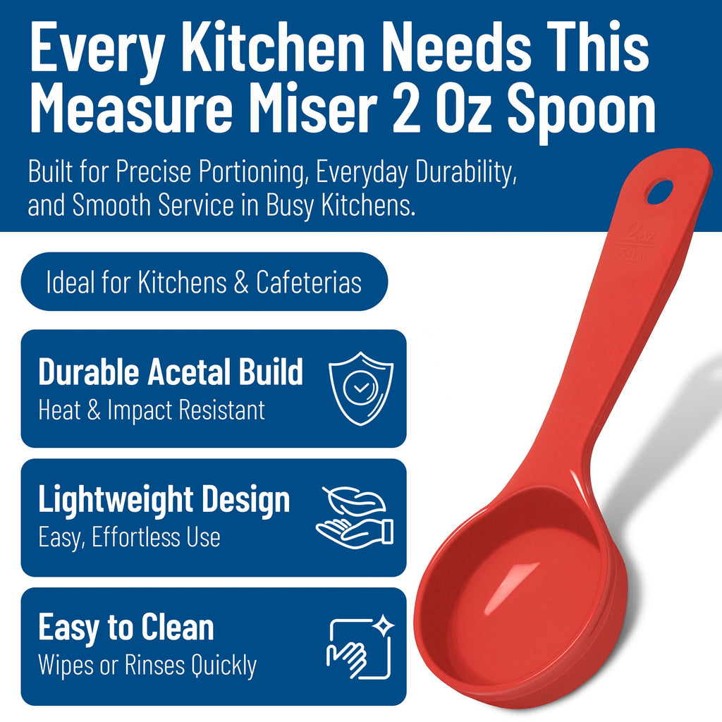 Carlisle FoodService Products Measure Miser Solid Measuring Spoon with Short Handle, 2 Ounces, Red (Pack of 12)