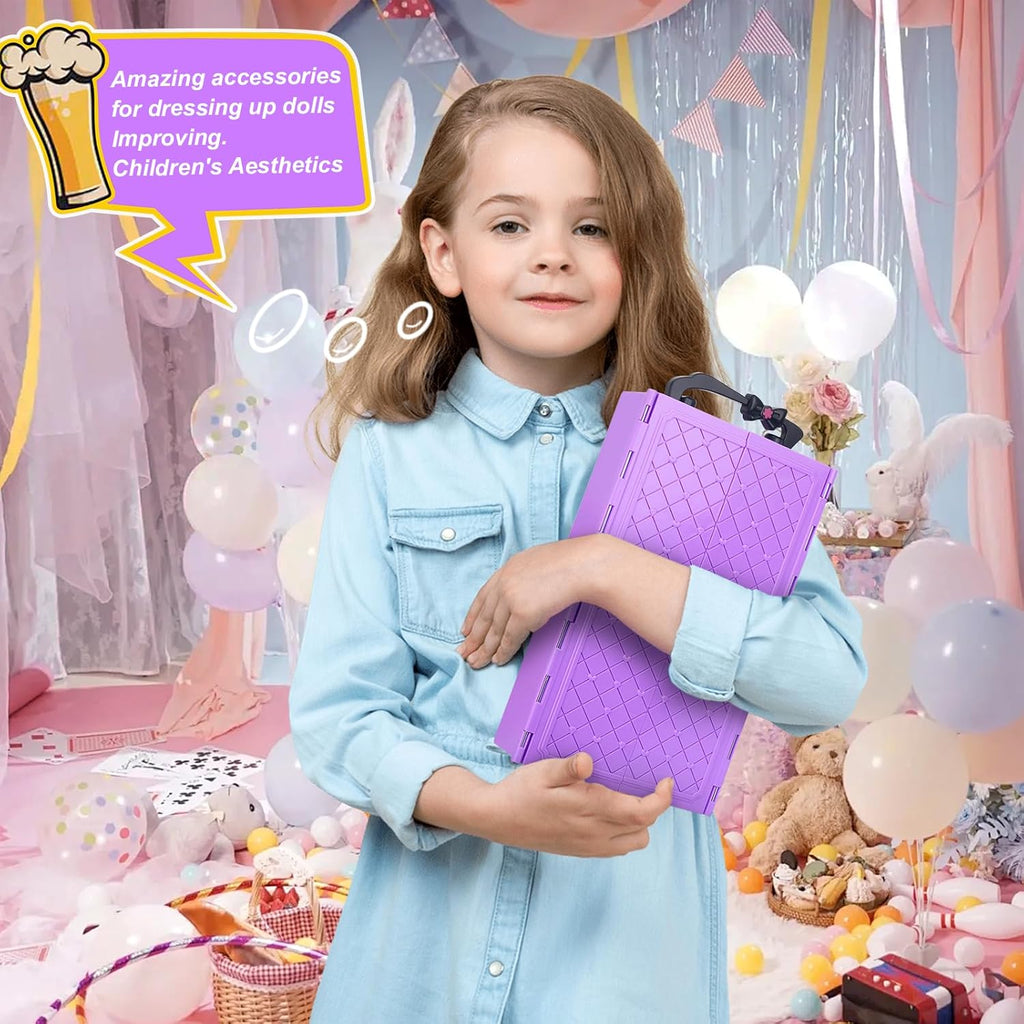 Regine Switzerland Girl Doll Clothes Closet - Stylish Wardrobe with Dresses & Accessories for 11.5 Inch Dolls