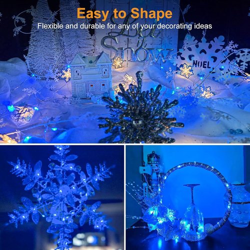 Btfarm Fairy Lights - 6 Pack Battery Operated 20 LED Twinkle Lights | Waterproof Mini Silver Wire for Mason Jars & Wedding Decor, Blue
