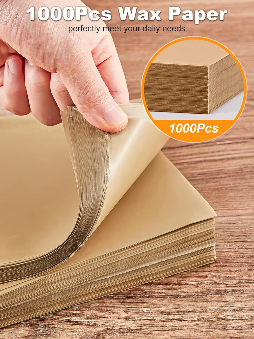 SMARTAKE Wax Paper - 6 x 6 Inches Non-Stick Hamburger Patty Paper | 1000 Pcs for Food Wrapping, Parties & Picnics