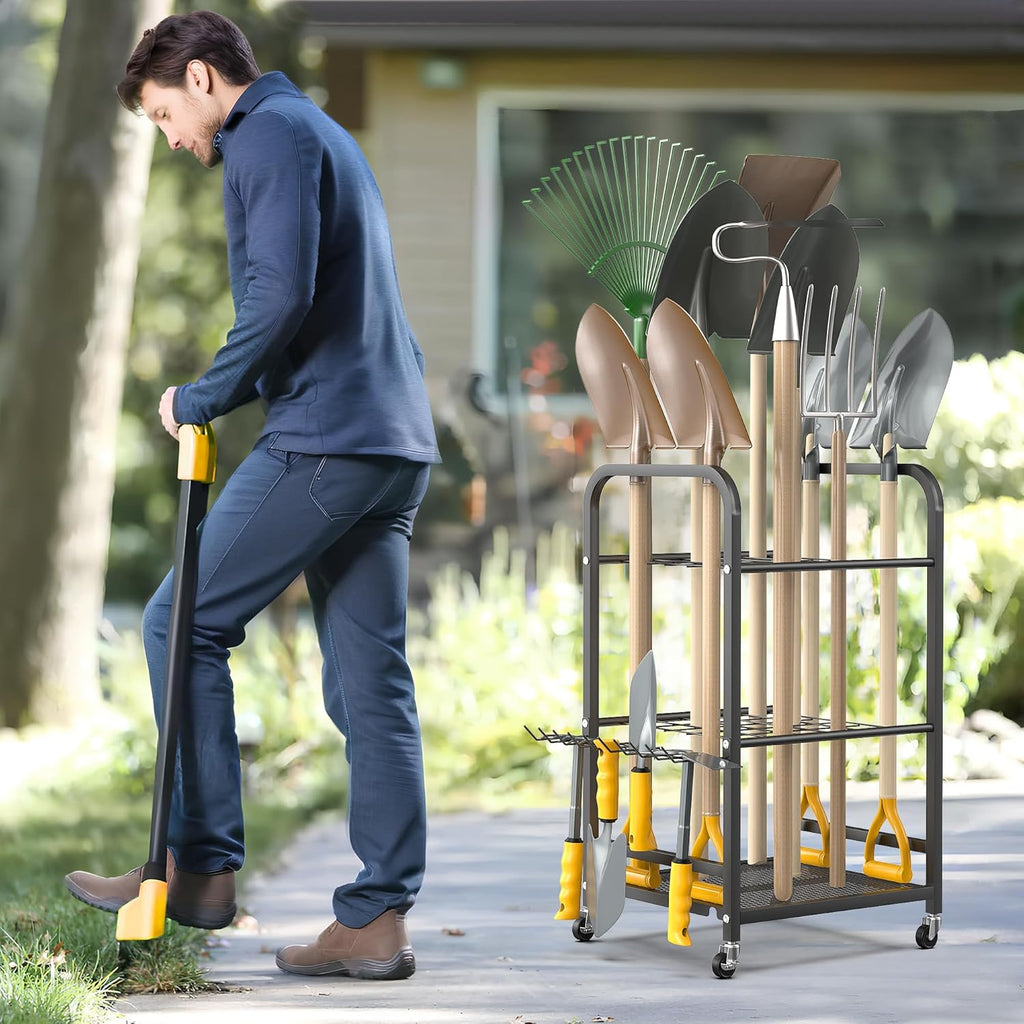 Ultrawall Garden Tool Organizer Stand - Lockable Wheels for Easy Storage | Indoor & Outdoor Tool Rack