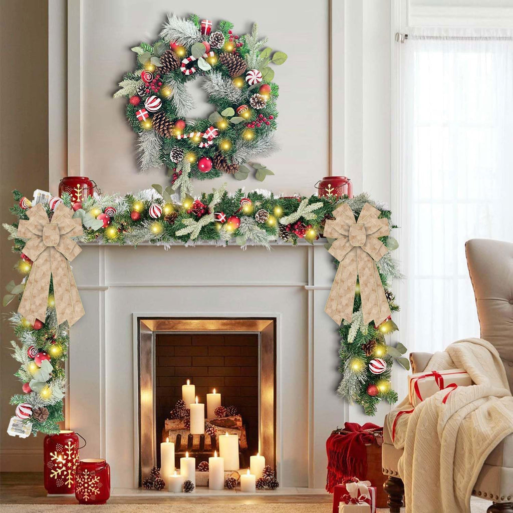 Regine Switzerland Large Christmas Bow - Champagne Velvet Wreath Decor for Front Door & Party
