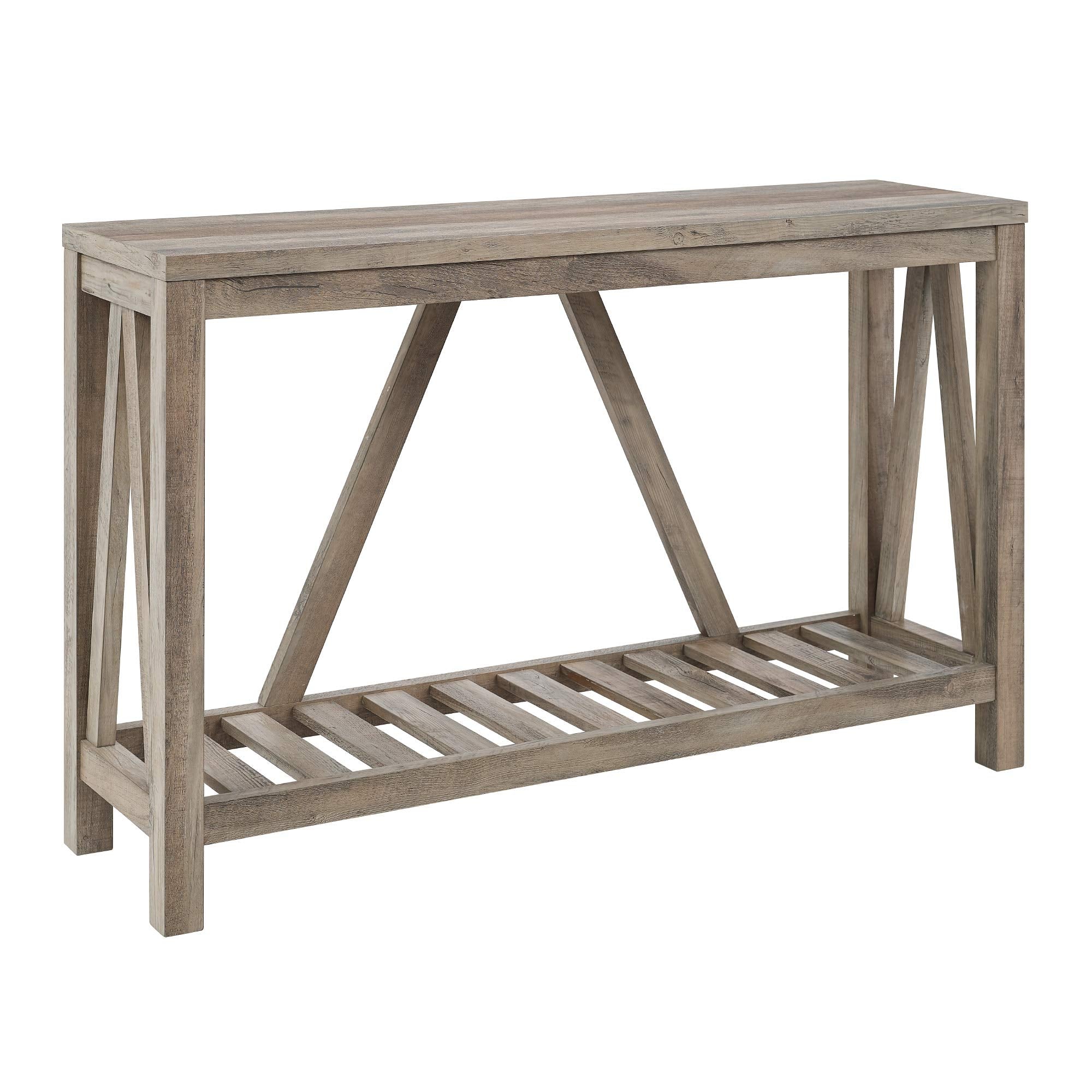 Walker Edison Modern Farmhouse Accent Entryway Table Entry Table Living Room End Table, 52 Inch, Grey Wash