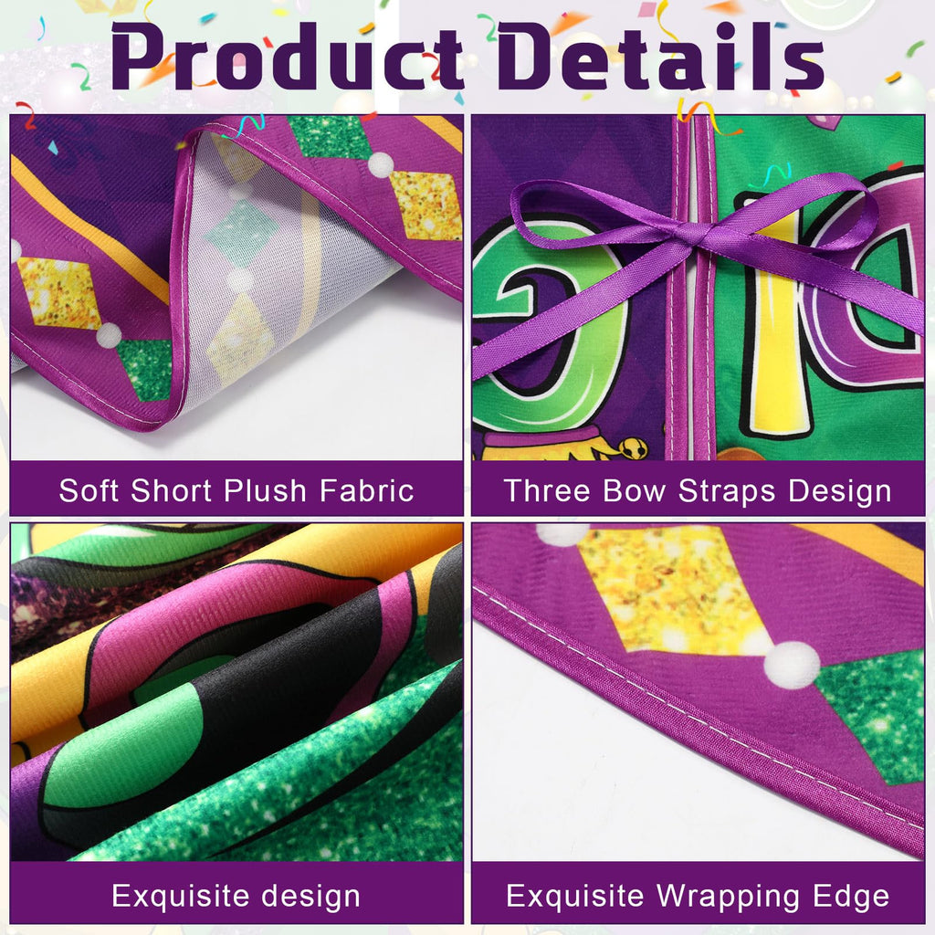Blosssound Mardi Gras Tree Skirt 36 Inch Carnival Tree Mat Masquerade Party Decor Carpet Mardi Gras Theme Decoration for Home Office Masquerade Holiday Party Decoration