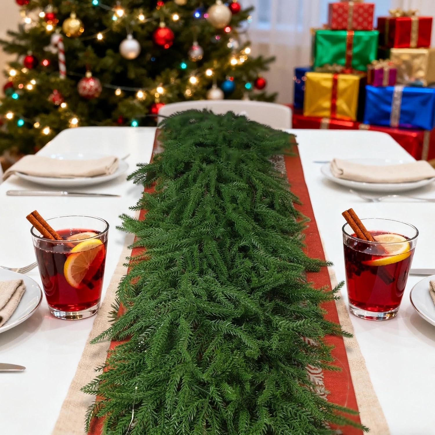 Norfolk Pine Garland - 6FT Lush Realistic Artificial Greenery - Perfect for Christmas Decor | Mantle, Fireplace, Stair, Table Centerpieces