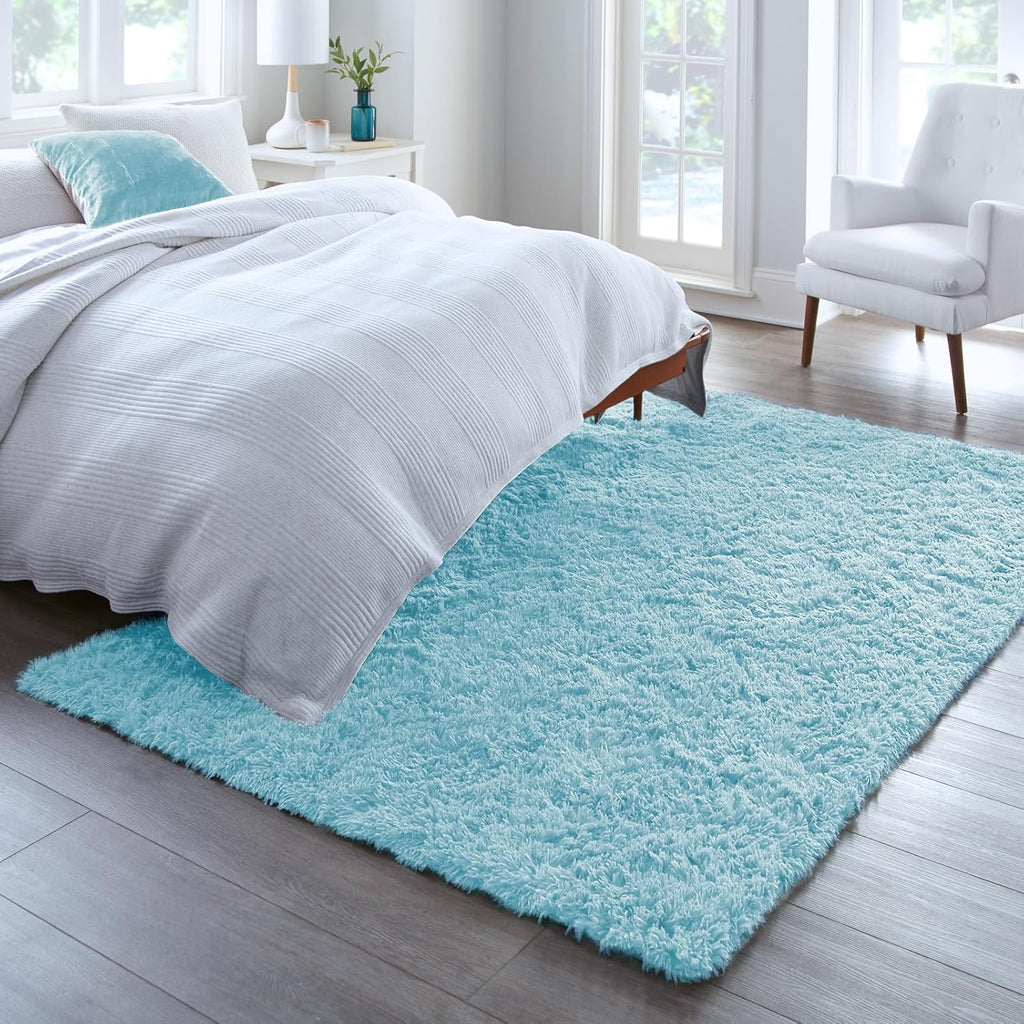 Ophanie Light Blue Area Rug - Soft Plush Shaggy Carpet for Living Room & Kids' Nursery | 5x8 Size