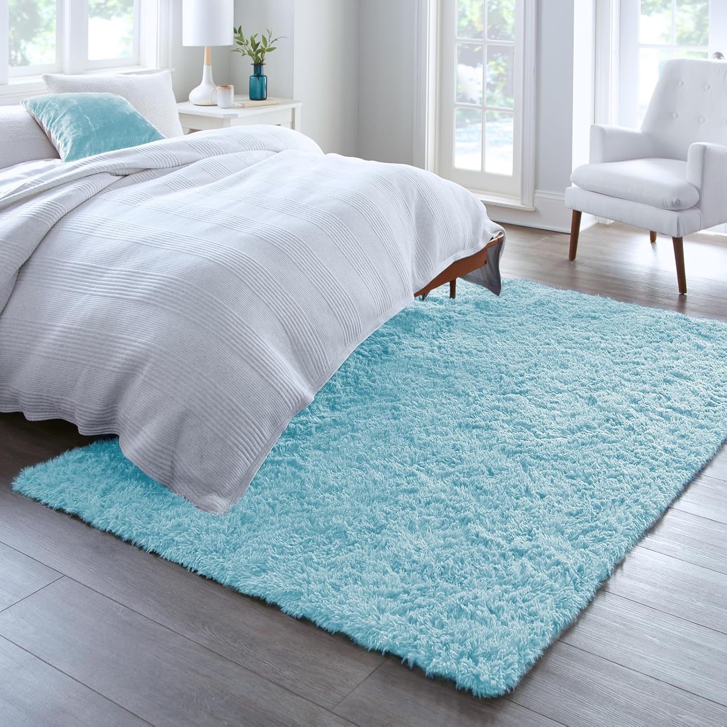 Ophanie Light Blue Area Rug - Soft Plush Shaggy Carpet for Living Room & Kids' Nursery | 5x8 Size