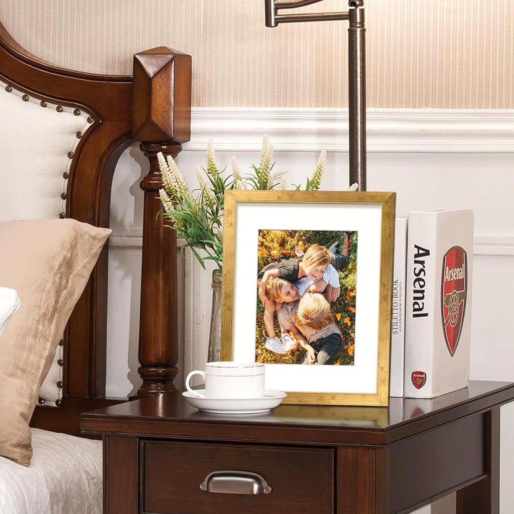 Upsimples 8.5 x 11 Picture Frame - Versatile Display for 6x8 Photos with Mat or 8.5 x 11 Without - Bronze Finish