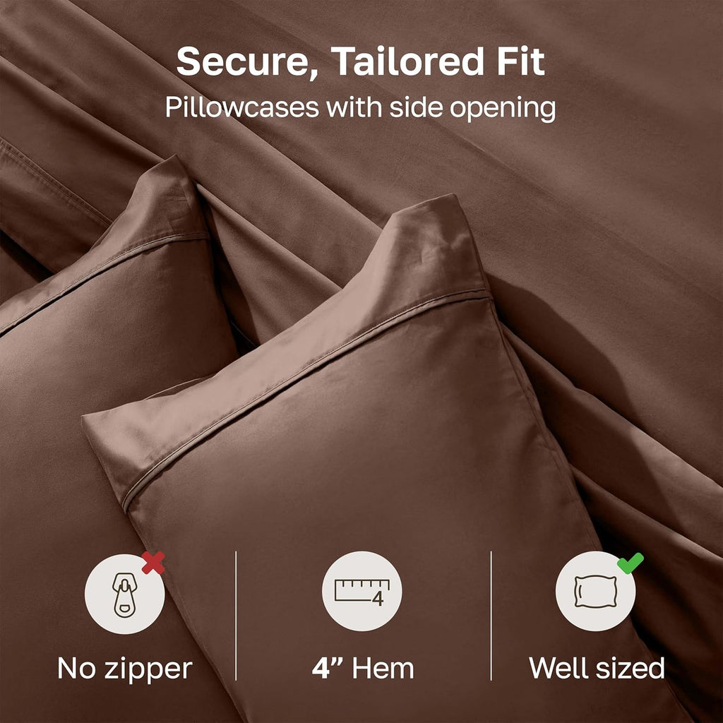 California Design Den Cotton King Pillowcase Set - 400 Thread Count, 100% Soft Cotton - Espresso Brown, Set of 2