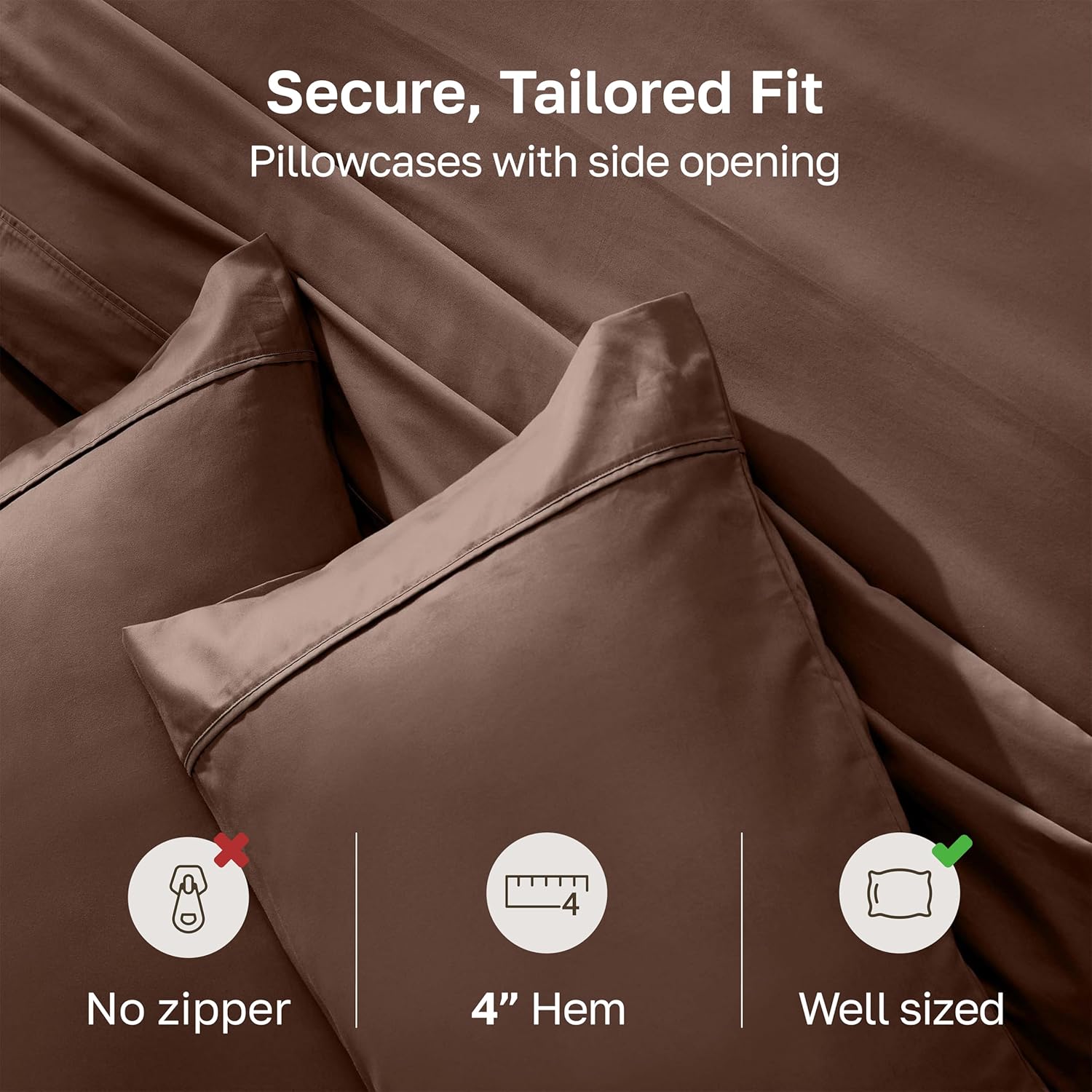 California Design Den Cotton King Pillowcase Set - 400 Thread Count, 100% Soft Cotton - Espresso Brown, Set of 2