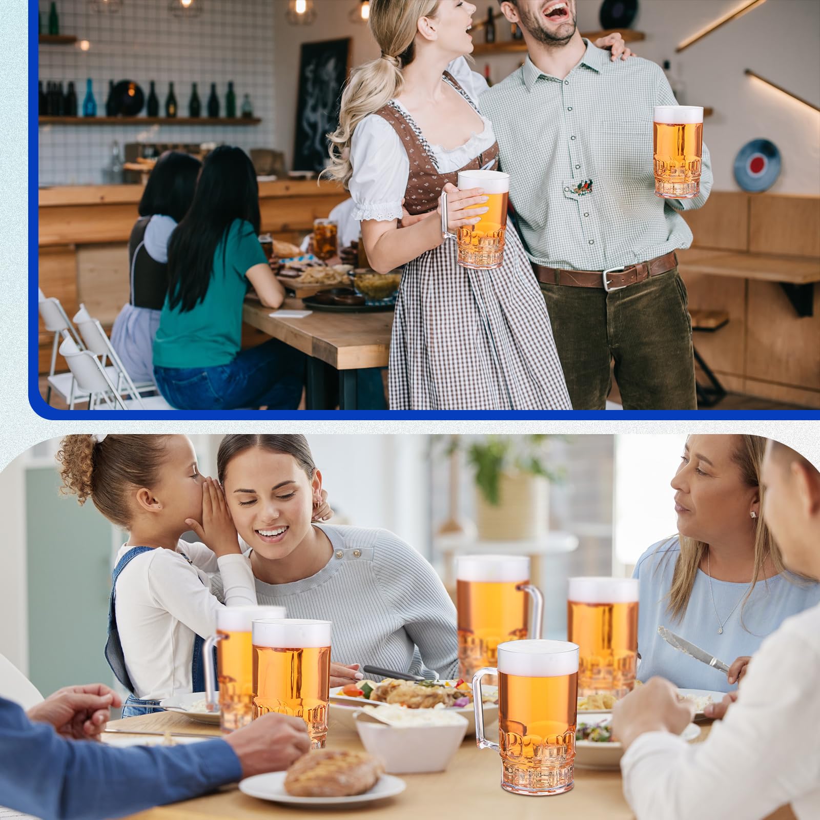 Mifoci 12 Pcs 26 oz Plastic Beer Mugs with Handles Plastic Clear Cup Drinkware Steins Bulk Reusable Acrylic Beer Drinking Cups with Handle for Drinking Restaurant Bar Home