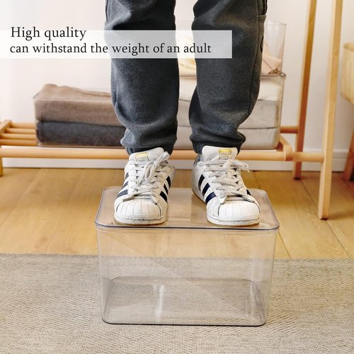 Lidded Plastic Storage Bins Set - Clear Desk Organizer for Kitchen, Closet & Office | 3XL + 2M Size