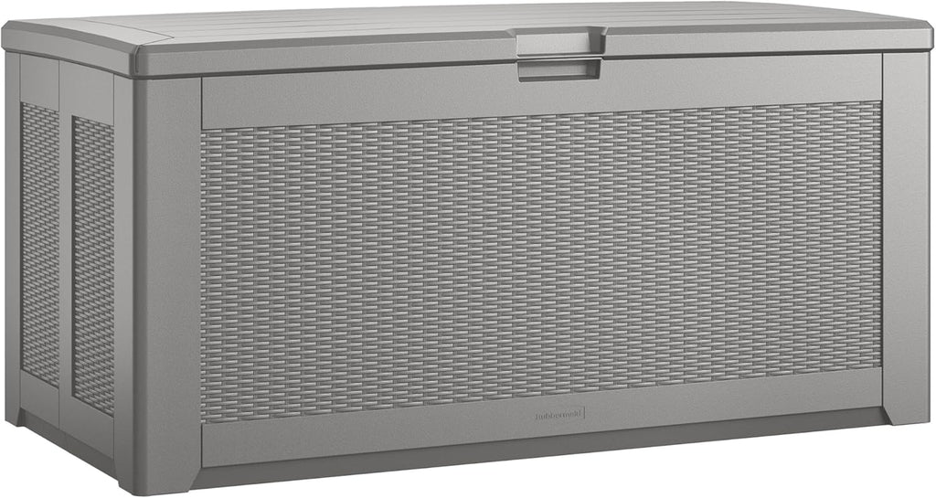 Rubbermaid Extra Large Resin Outdoor Storage Deck Box - 134 Gal, Weather Resistant, Gray | Ideal for Deck, Patio & Garden Organization