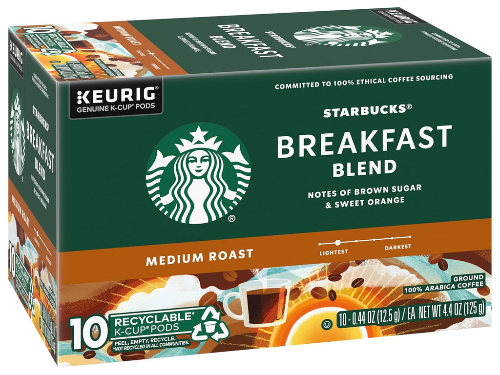 Starbucks Coffee K-Cup Pods - Breakfast Blend Medium Roast for Keurig - 20 Pods Total