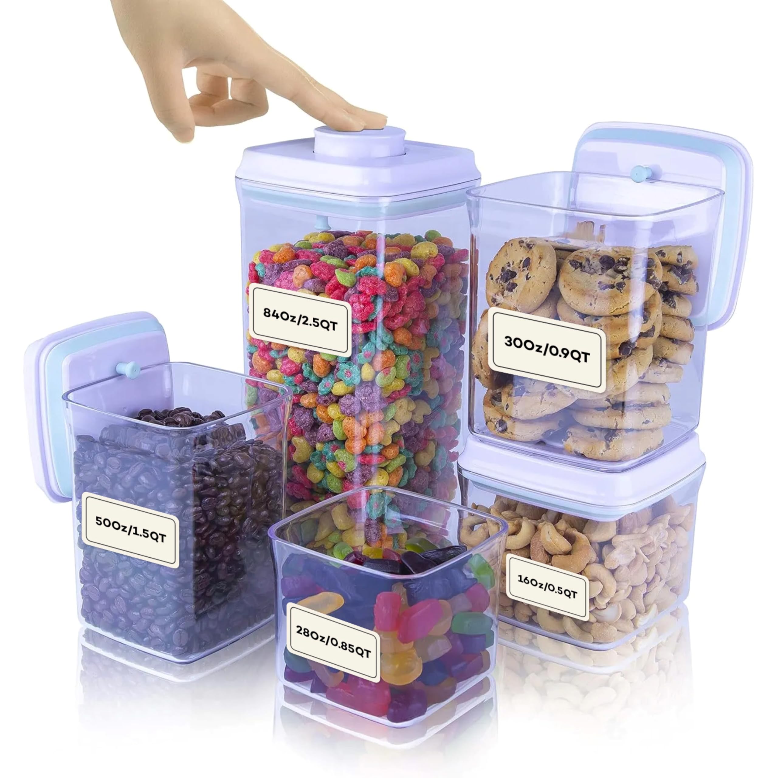 Bop Top Airtight Food Storage Containers with Lid Multi Pack | Kitchen Canister Sets | Air Tight Pantry Container | Pop Top Dry Food Storage Containers for Snacks, Sugar, Flour, Baking, Cereal, Pasta