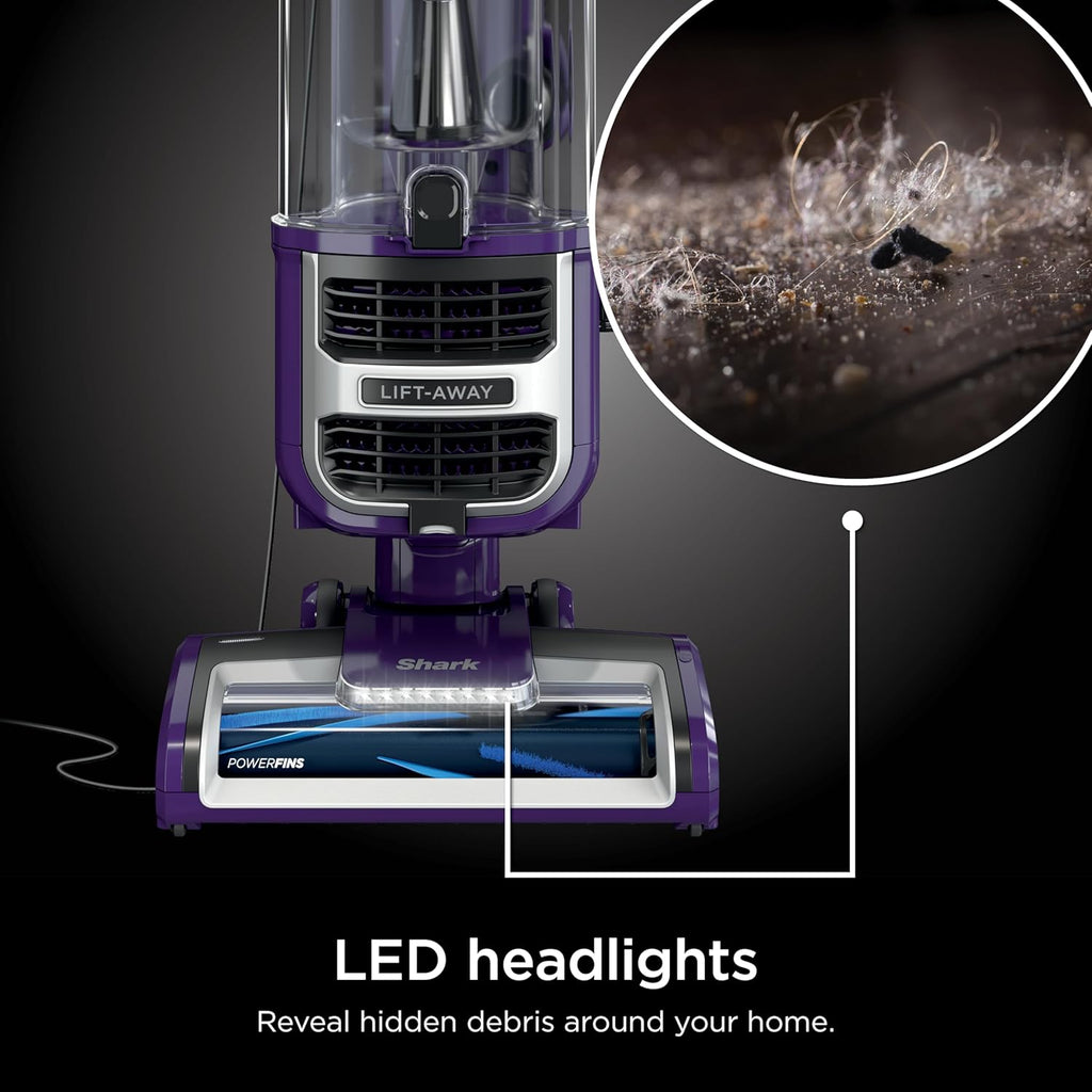 Shark Lift-Away Upright Vacuum - PowerFins, Self-Cleaning Brushroll & Anti-Allergen Technology | Eggplant