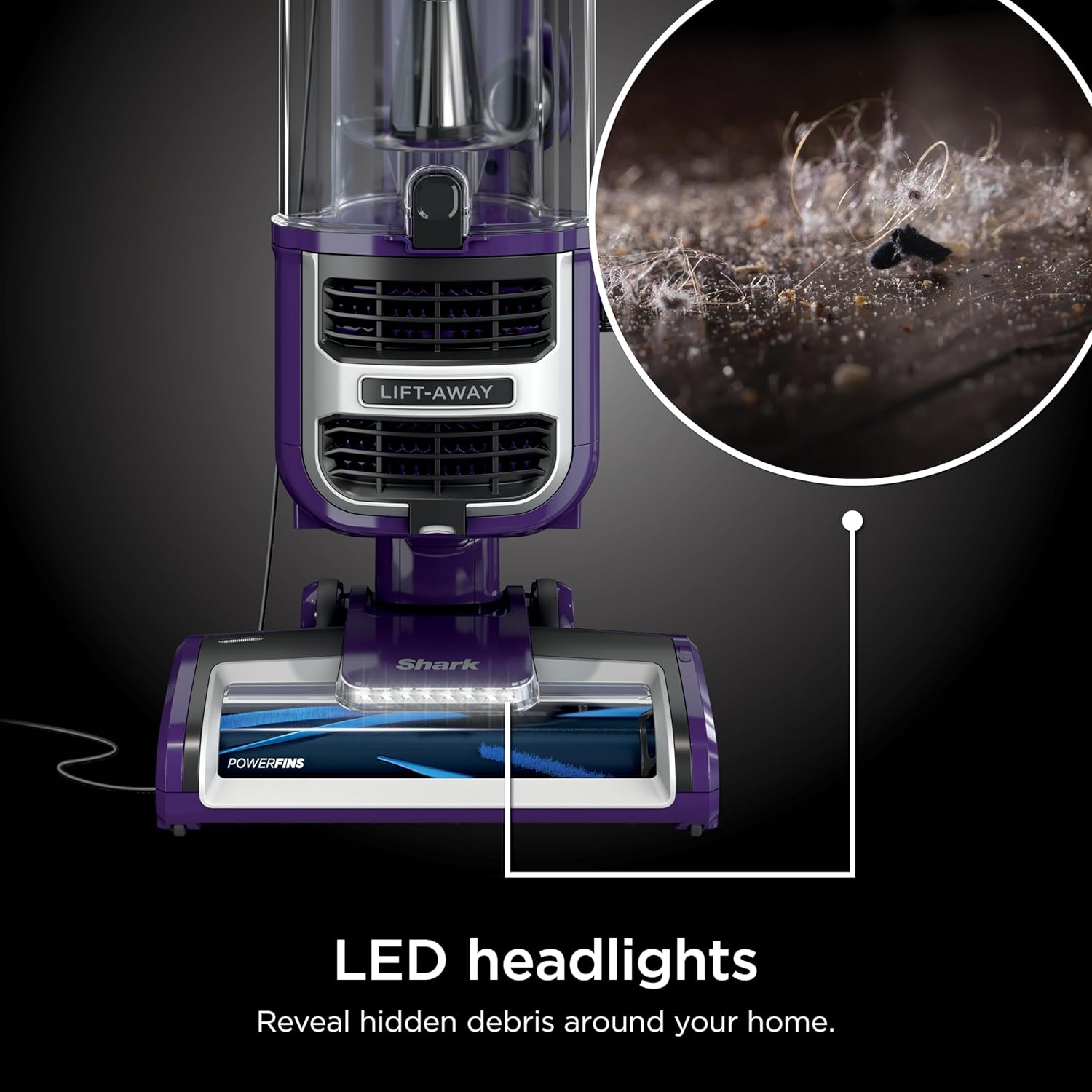 Shark Lift-Away Upright Vacuum - PowerFins, Self-Cleaning Brushroll & Anti-Allergen Technology | Eggplant