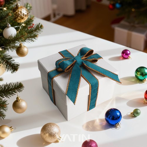 VATIN Teal Velvet Wired Ribbon 1" Metallic Teal Velvet Christmas Ribbon for Floral Arrangements Wrapping Gifts Stylish Decor Creation -Continuous 10 Yards