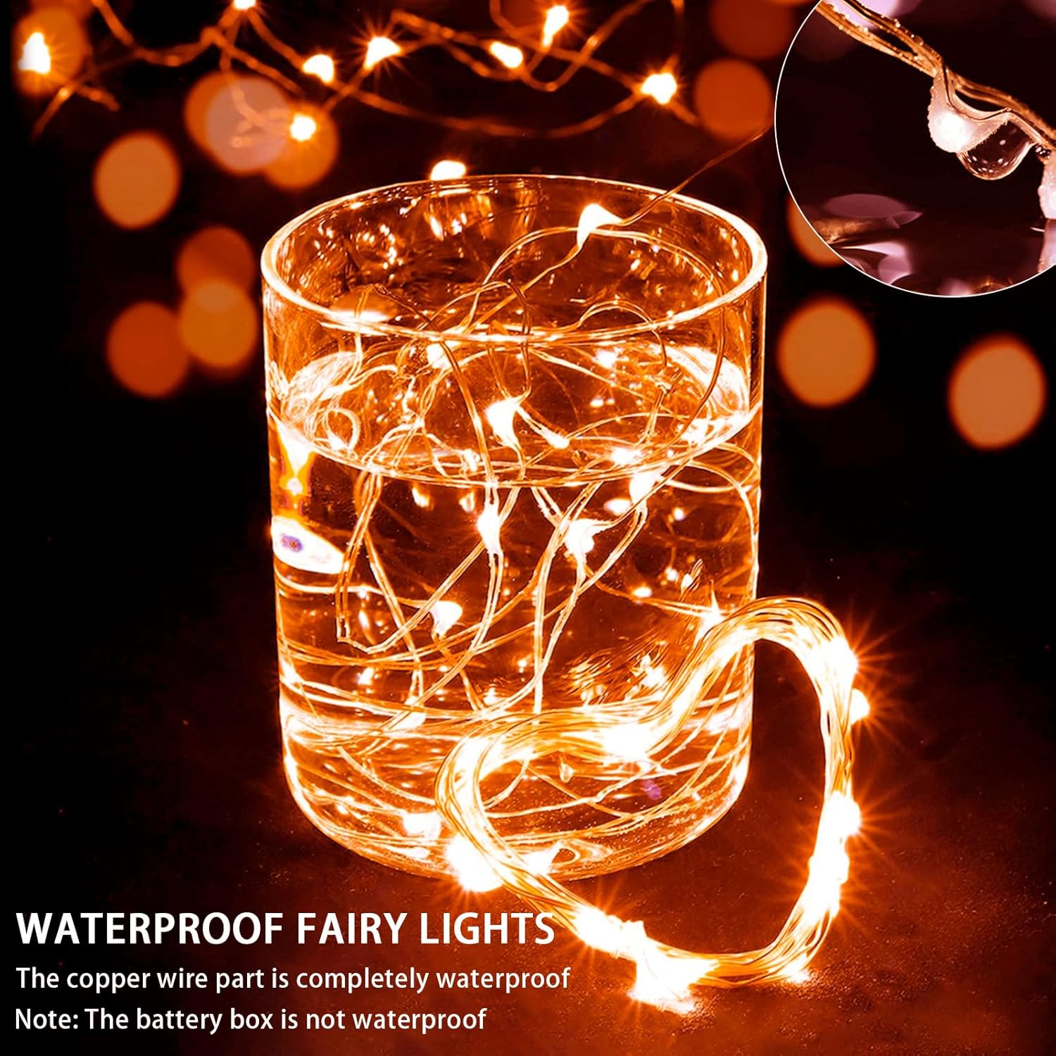 Skiennix 24-Pack Orange Fairy Lights - 7Ft 20 LED Twinkle String Lights | Battery Operated & Waterproof for Parties, Weddings, Christmas & More