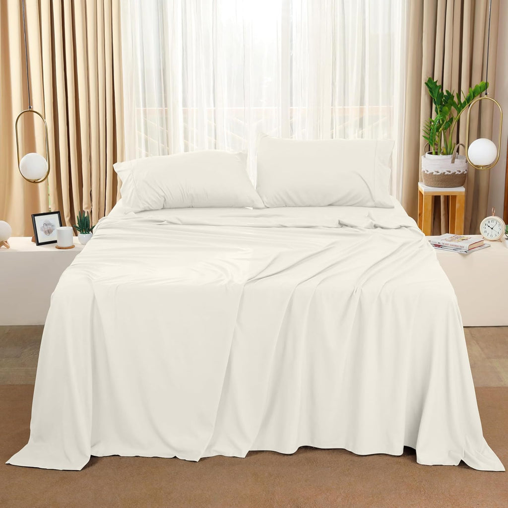 Utopia Bedding Queen Size Sheet Set - Soft, Breathable Microfiber | 4-Piece Ivory Bed Sheets
