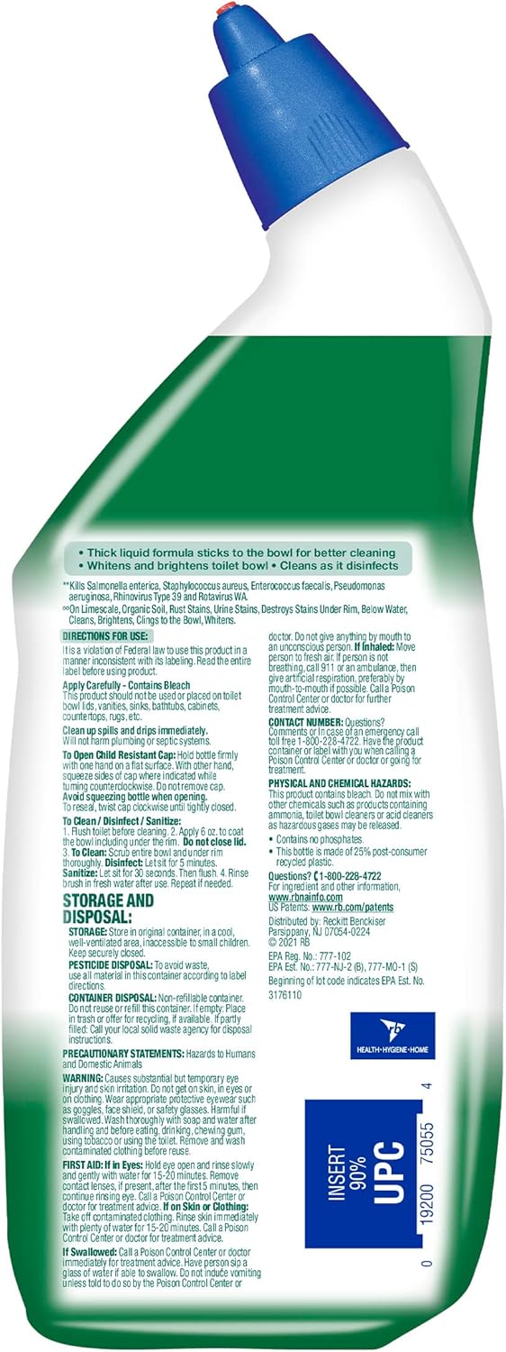 Lysol Toilet Bowl Cleaner Gel - Powerful Disinfectant & Stain Remover - 24oz (Pack of 2)