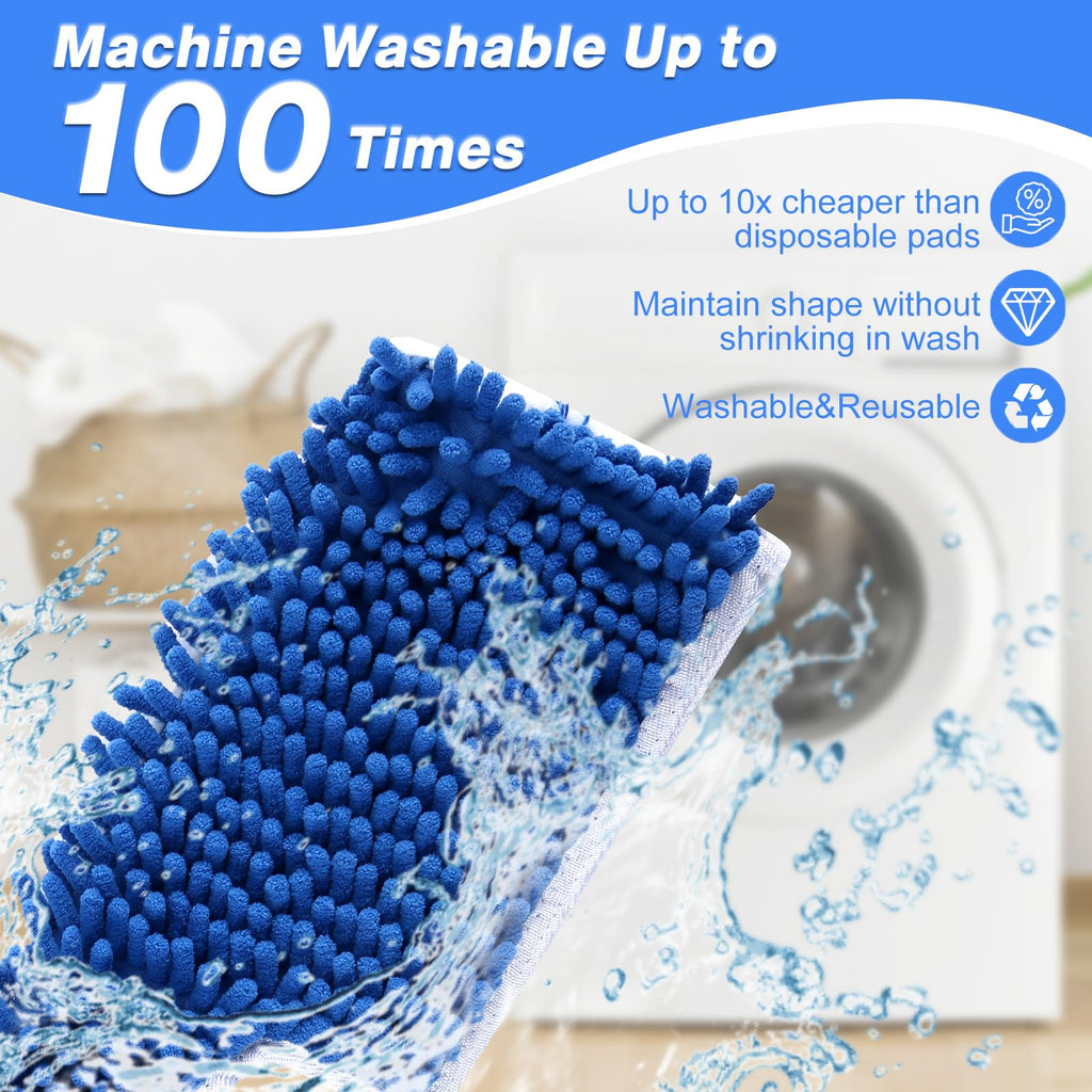 3 Pack Mop Heads Replacements Compatible with O-Cedar Dual-Action Flip Mop, Double-Sided Microfiber Chenille Mop Refills for Dry Wet Use, Washable Reusable Floor Cleaning Pads