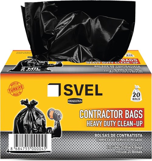 Heavy Duty Contractor Bags | 42 Gallon 2 Mil Thick Trash Bags for Construction & Outdoor Use (20 Count)