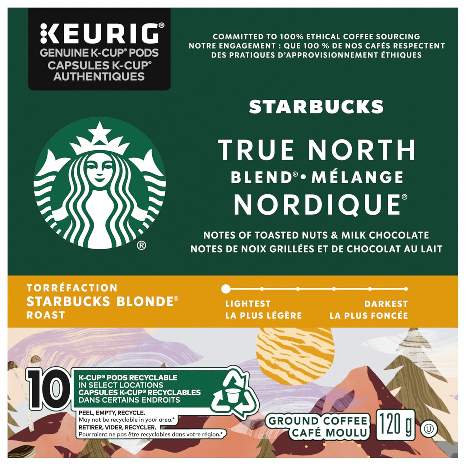 True North Blend Blonde Roast Coffee K-Cup Pods - 10 Count | 120g/4 oz Box - Premium Flavor