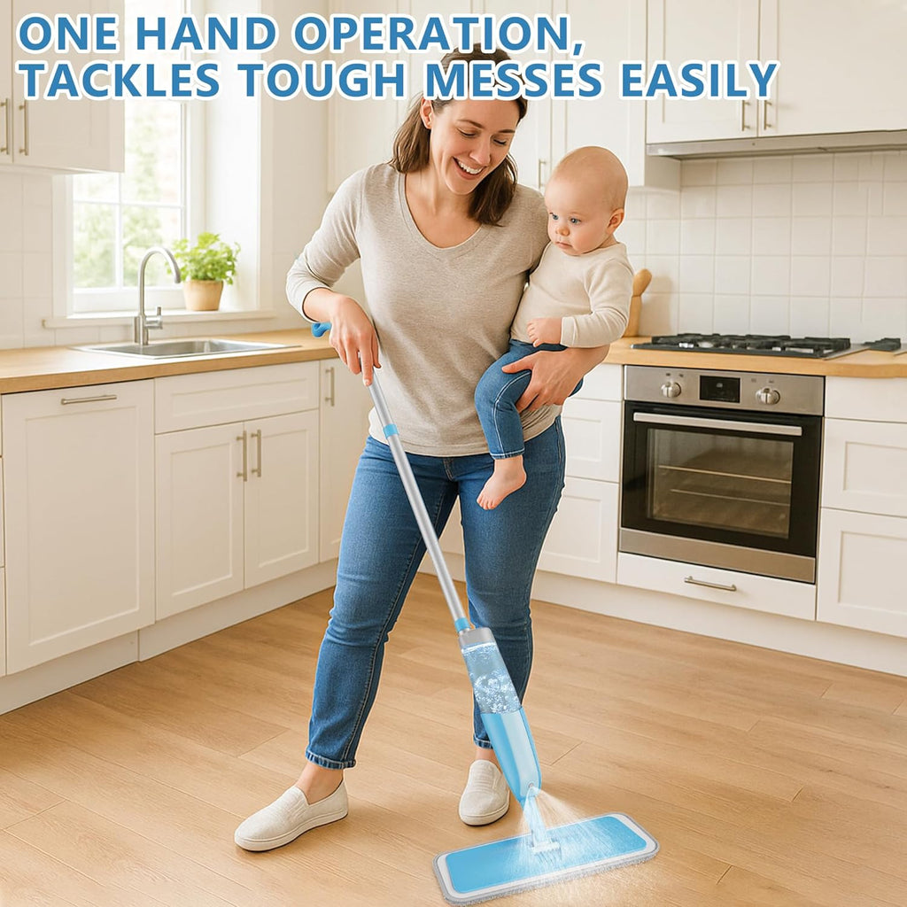 MEXERRIS Floor Mop - Spray Wet Mop for Hardwood Cleaning with 3 Washable Pads | Versatile for Wood, Laminate & Tile