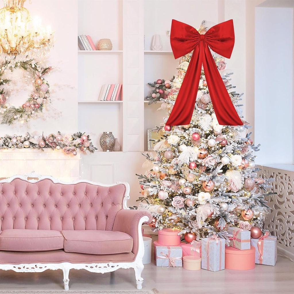 Wavwavw Red Large Bow Decor - Giant Satin Ribbon Tie for Birthday & Wedding Backdrop | 18 x 24 Inches