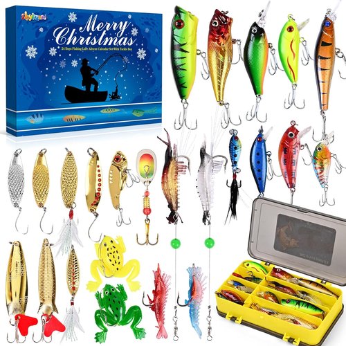Fishing Advent Calendar 2025 - 24 Days of Fishing Lures Countdown | Perfect Xmas Gift for Dad & Men